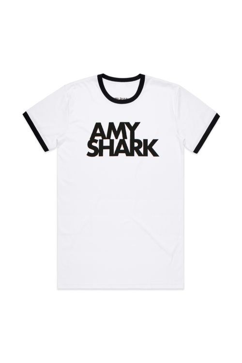 Logo Ringer White/Black Logo Tshirt by Amy Shark